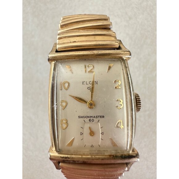 Elgin Shockmaster 60 manual vintage 10kt rolled gold plated tank wrist watch - Picture 2 of 12